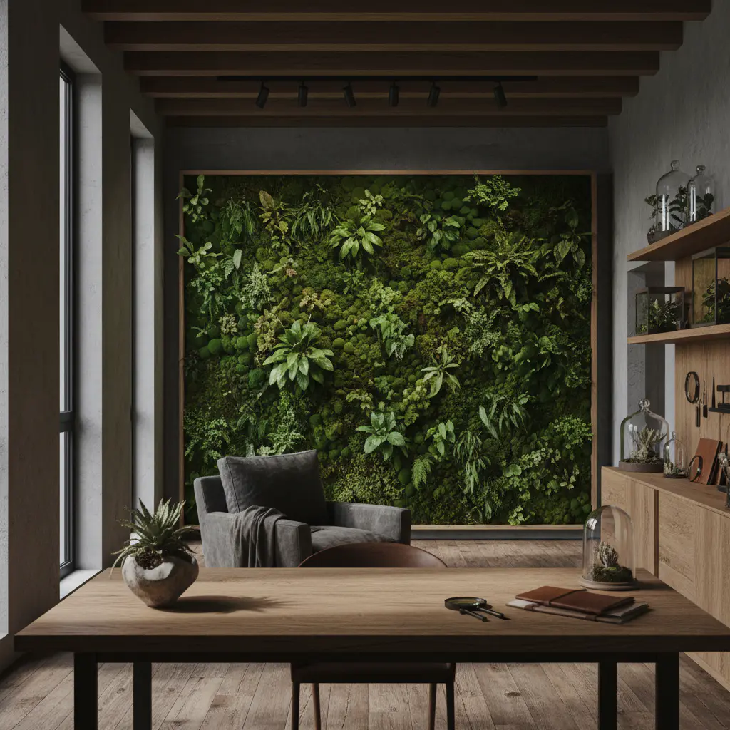 Mossform Studio interior with vertical garden