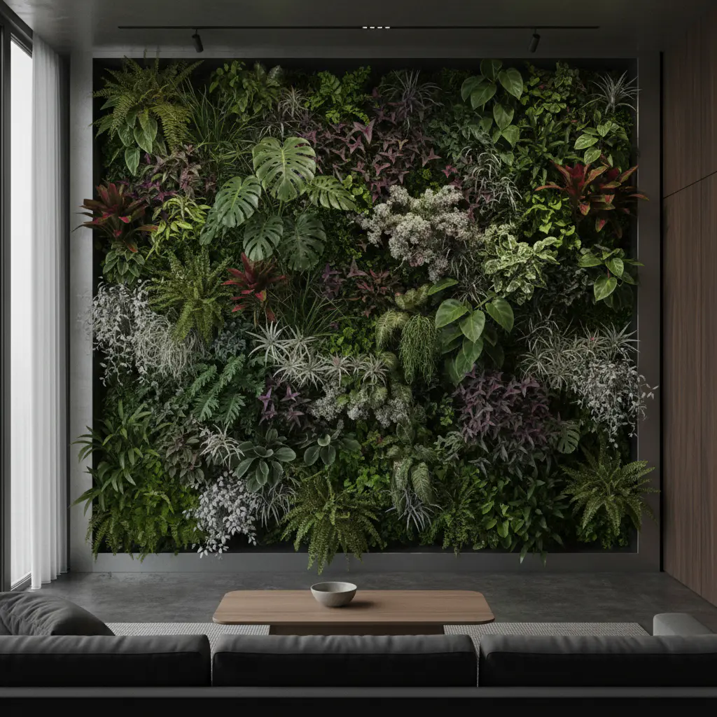 Vertical living garden in a modern interior