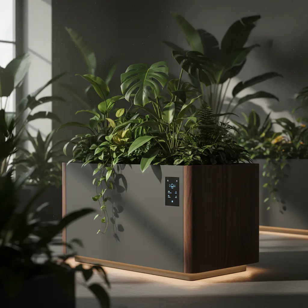 Premium smart planter in a modern setting